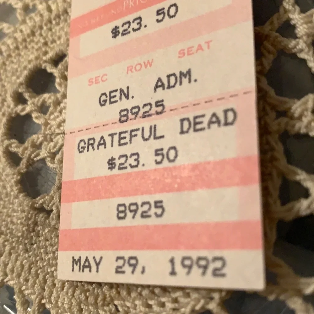 Grateful Dead Vintage Ticket 1992 May 29 Las Vegas Sam Boyd Silver Bowl complete
